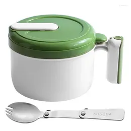 Bowls Stainless Steel Instant Noodle Bowl Rapid Cooker Soup With Handle And Lid Lunch Box Drain Leak Proof