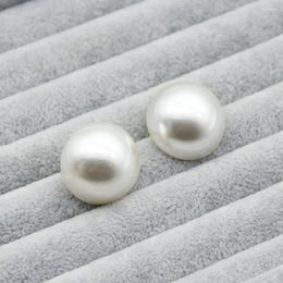Stud Earrings FishPeach 25mm Korean Style Simple Half-Round White Imitation Pearl For Women Fashion Jewelry Accessories