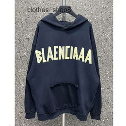 Designer Mens Fashion balencigs Hoodies 24s High Hoodie Edition Family Autumn/winter New American Pattern Paper Couple Loose Letter Pri 5MLW