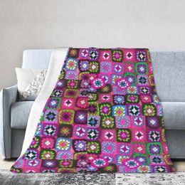 Blankets Crochet Blanket Granny Square Vintage Warm Flannel Throw Bedspread For Bed Living Room Picnic Travel Home Couch
