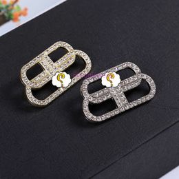 Jewellery bb earring Double B large brooch accessories with diamond inlay suit coat jacket suit DIY letter accessories live broadcast