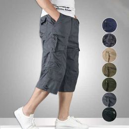 Men's Shorts Mens Shorts 2023 Summer Mens Casual Cotton Goods Short sleeved Long sleeved LTI Pocket Capri Pants Military Camo Short Size M-5XLC240402