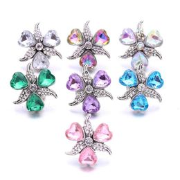 Charms Wholesale Crystal Heart Sier Colour Snap Button Women Jewellery Findings Rhinestone 18Mm Metal Snaps Buttons Diy Bracelet Drop Del Dh69U