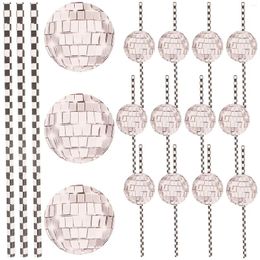 Disposable Cups Straws Juice Drinking Disco Ball Party Decorations Decorative Paper S