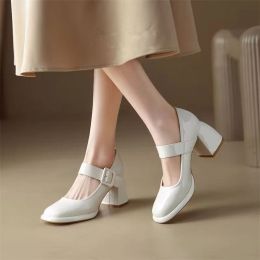 Pumps Ladies Shoes 2023 Hot Sale Mary Janes Women's High Heels Fashion Belt Office and Career New Round Toe Heels Women Zapatos