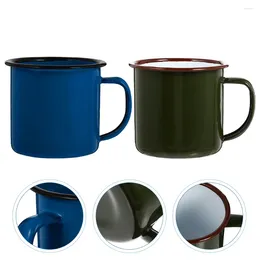 Mugs 2pcs Glass Coffee Enamelware Mug Vintage Tea Drinking Cup For Beverage Water Beer