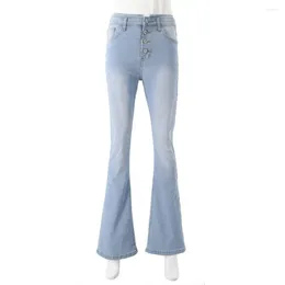 Women's Jeans Women Denim Men High Waist Flared Hem With Gradient Color Matching Bell-bottomed Pants Trousers