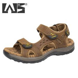 Boots Genuine Leather Men Summer Sandals Leisure Beach Man's Shoes High Quality Leather Sandals The Big Yards Men's Sandals Size 3848
