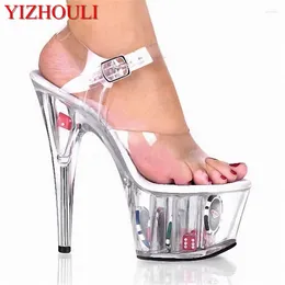 Dance Shoes European And American Wind Crystal Sandals Tide Female Clubs Appeal Red Bride Show 15 Cm