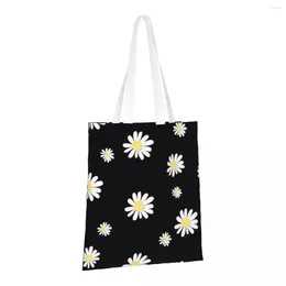 Shopping Bags White Daisy Reusable Grocery Folding Totes Washable Lightweight Sturdy Polyester Gift