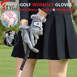 Gloves TTYGJ 1 Pair Women Windproof Warm Golf Gloves Winter Fleece Antislip Mittens for Ladies SnowProof Elegant Sport Gloves