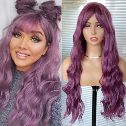 Wigs AIMEYA Lavender Purple Synthetic Wigs for Women Long Wave Mermaid Cosplay Wig Halloween Clearance Sale Heat Resistant Fibre Hair