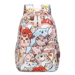 Cute Backpack for School Girls Cat Printed School Book Bag Set Primary Middle Student Schoolbag Travel Daypack Children Mochila