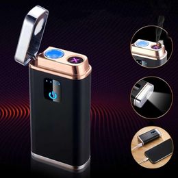 New Pulse Plasma Dual Arc USB Charging Lighting Power Bank Portable Windproof Metal Outdoor Camping Creative Customised Men Gift