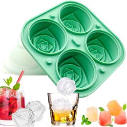 3D Rose Mould Silicone Ice Cube Mould 2.5 Inch Large Rose Ice Cube Trays for Chilled Drinks Whiskey Cocktails Easy Release
