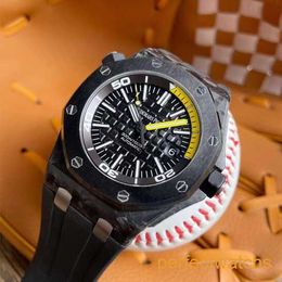 Female AP Wristwatch Royal Oak Offshore Series 15706 Forged Carbon Ceramic Ring Automatic Mechanical 42mm Mens Watches