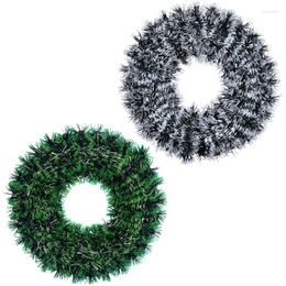 Decorative Flowers Stylish Christmas Wreath Artificial Green/White Door Decor Holiday Props Dropship