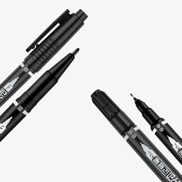 Double-Side Marker Pens Black Felt Tip Pens, Dual Tip Permanent Marker Pens, Brush & Fine Tip Black Marker for Art Drawing
