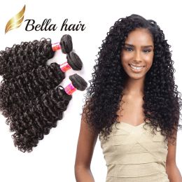 Wefts Bella 8A Brazilian Hair Bundles Double Weft Unprocessed Human Hair Curly Weave 3pc/lot Black Colour Kinky Extensions 8~30inch