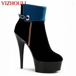 Dance Shoes High Heel 15cm Thin With Waterproof Platform Ankle Boots Suede Material Club