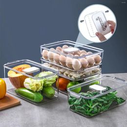 Storage Bottles Refrigerator Organiser Bin Stackable Fridge Food Box With Handle Clear Plastic Pantry Freezer Tool