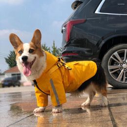 Dog Apparel Style Waterproof Pet Rain Slicker Raincoat Polyester With Harness Reflective Strip For Big Dogs Chihuahua