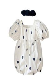 Jumpsuits Infant Baby Girls Rompers Headband 2pcs Polka Dot Printed Short Puff Sleeve1015378