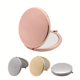 Cosmetic Magnifying Pocket Compact Double-Sided Folding High-Grade Round Metal Makeup Small Mirror Cricle For Purse Travel Ba