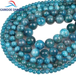 Bracelets Real Natural Blue Ocean Apatite Precious Gem Stone Sea Sediment Stone Round Beads 4 6 8 10 12mm Diy Bracelet for Jewelry Making