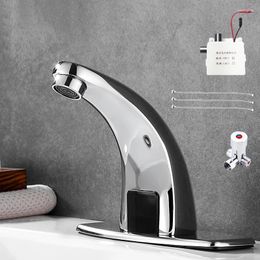 Bathroom Sink Faucets Automatic Sensor Touchless Faucet Vanity Hands-Free Water Tap & Cold Mixer