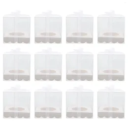 Take Out Containers Clear Cake Box 12Pcs Transparent With Ribbon Package Boxes Birthday Carrier For Pastries Bakery Store