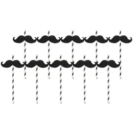 Disposable Cups Straws 20 Pcs Recreational Party Christmas Red Lips Mustache Drinking Tableware Prop Decoration