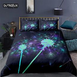 Bedding Sets Dandelion Print Set Microfiber Monochrome Dandelions Blowing In The Wind Fluffy Flower Romance Theme Duvet Cover Decor