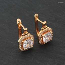 Dangle Earrings 2024 Trendy Girl Unusual Square Zircon Drop High Quality Gold Color Wedding Jewelry For Women