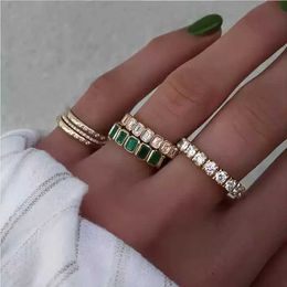 Band Rings 2024 High Quality Delicate 925 Sterling Silver Geometry Cubic Zirconia CZ Charm Women Fashion Wedding Engagement Rings Jewelry Q240402