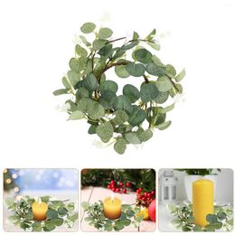 Decorative Flowers 2 Pcs Ring Christmas Wreath Garlands Advent Rings Accessory Green Leaves