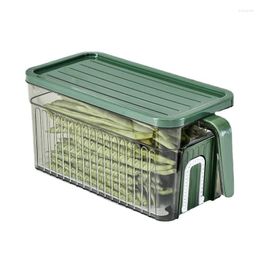 Storage Bottles Refrigerator Handle Container Rectangular Household Fruit And Vegetable Box