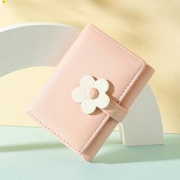 Wallets Simple Cute Little Flower Student Wallet Korean Style Fashionable Short Three-fold Women's Storage Bag Pink Blue Green Black