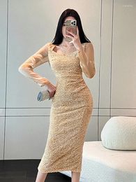 Casual Dresses Fashion Ladies Sequin Evening Women Clothing Elegant Sexy Backless Slim Party Prom Dress Robe Femme Mujer Vestidos