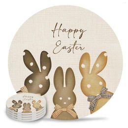 Table Mats Easter Eucalyptus Eggs Polka Dot Coasters Ceramic Set Round Absorbent Drink Coffee Tea Cup Placemats Mat