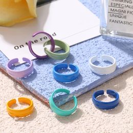 Cluster Rings Vienkim 2024 Trendy Multicolor Dripping Oil Geometric Hand Painted Irregular Open For Women Party Jewelry