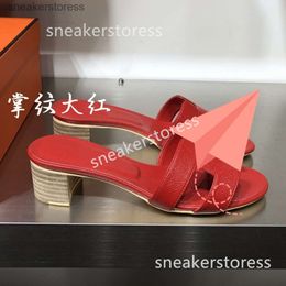 Heeled Leather Sandal Toe Slipper Oran Classic Oranh Summer 2024 French Genuine for Thick Women Lady Daily Wearing Oasis High Slippers ZT9Q