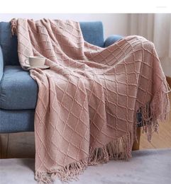 Blankets Waffle Knitted Blanket For Bed Plaid On The Sofa Chunky Tassel Throw Tapestry Manta Cobertor Home Decor