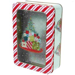 Storage Bottles Cake Square Transparent Windowed Christmas Themed Tinplate Box Gift Baking Cookie Candy Packaging Boxes Supplies