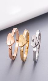 Women Heart Ring with Stamp Silver Gold Rose Cute Letter Finger Rings Gift for Love Girlfriend Fashion Jewellery Accessories7649384