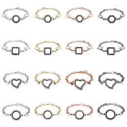 Charm Bracelets 1Pc Korean Styles Round Heart Glass Locket Pendant Women Bracelet Geometric Memory Picture Relicario Statement Pulsera