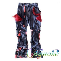 Men's Jeans 2024 Y2k Japanese Korean Modis Fashionable Tassel Pants Kill MaPunk Style Trousers Strap Splicing