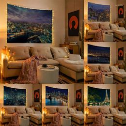 Tapestries Tapestry Cityscape Night Art Decor Home Living Room Aesthetic Bedroom Hanging Wall Cloth