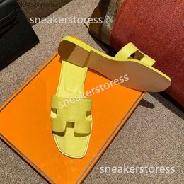 Size Sandal Slipper Oranh 2024 Slide Designer Women Beach Flip Flop Genuine 35-42 Leather Summer Letter Drag Sandal Dust Bag Oran GN14