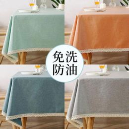 Table Cloth Tablecloth Cotton And Linen Waterproof Oil-proof No-wash Tpu Rectangular Coffee Mat